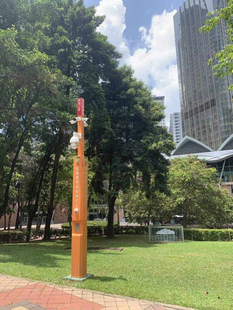 Emergency help buttons are easy to find throughout Kuala Lumpur and are a great way to get help if you need it.