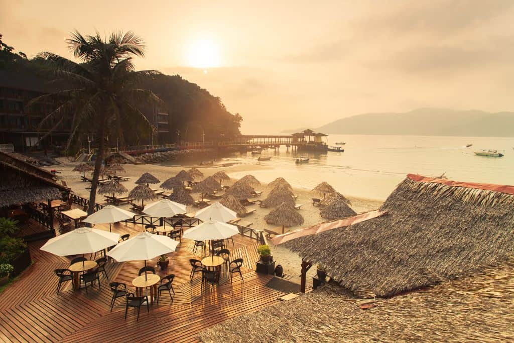 Resort overlooking water in Perhentian Islands, Malaysia