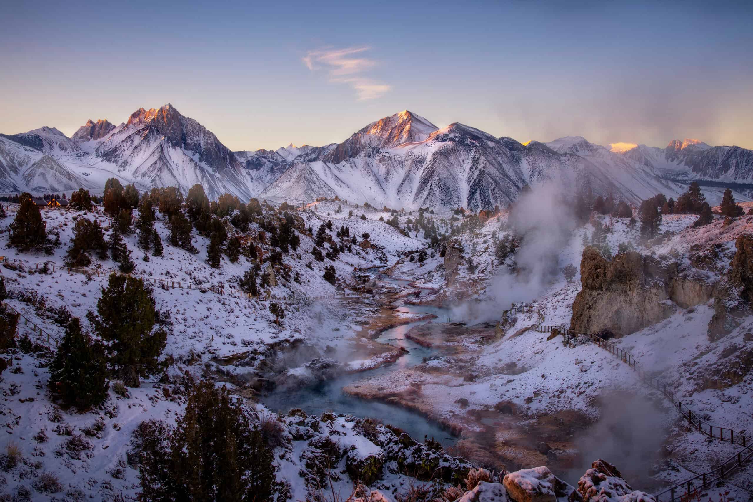 A beautiful image of Hot Creek near Mammoth Mountain in California.