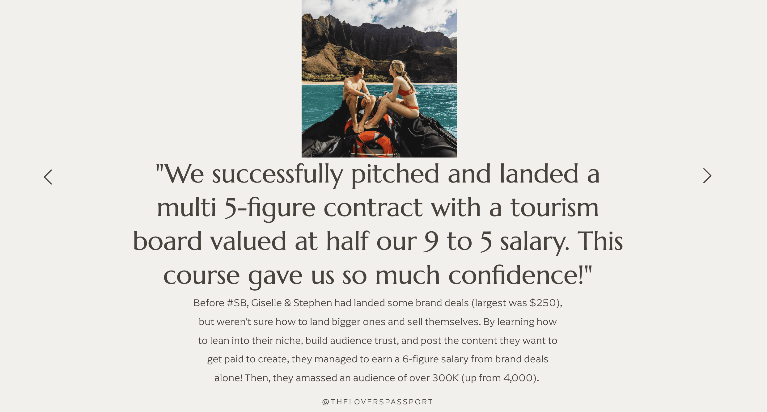 A photo of a student testimonial for Dani The Explorer's Sponsored Bootcamp course.