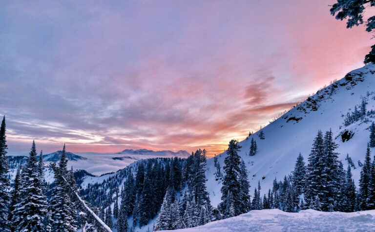 Sunset at Brighton Ski Resort in Salt Lake City, Utah. This is the backside of the mountain.