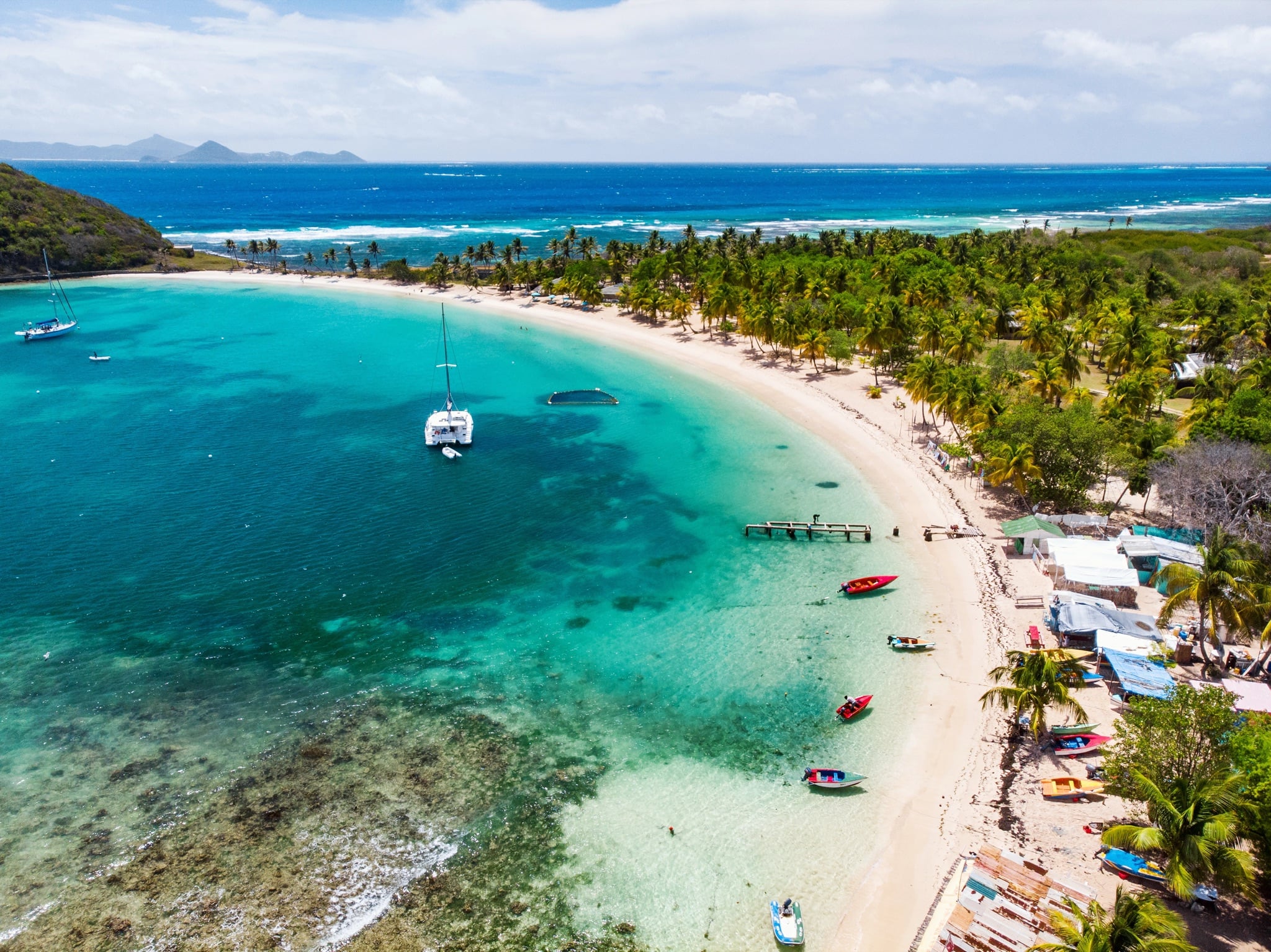 Aerial view of Mayreau in the Grenadines, near Palm Island